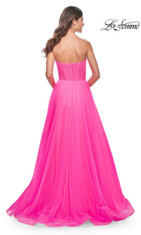 La Femme Long Pink Corset A-Line Prom Dress 32341