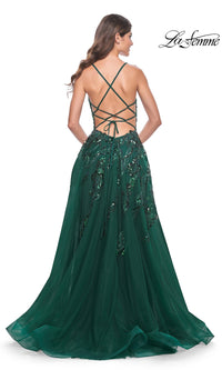 La Femme Long A-Line Sequin-Print Prom Dress 32346