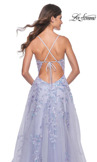 La Femme Long Periwinkle A-Line Prom Dress 32349