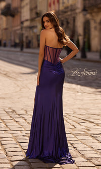 Strapless Metallic Prom Dress: La Femme 32375