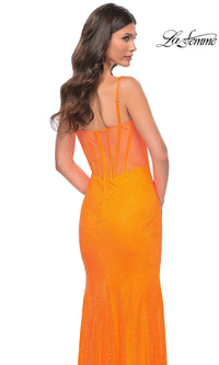 La Femme Bright Orange Long Prom Dress 32427