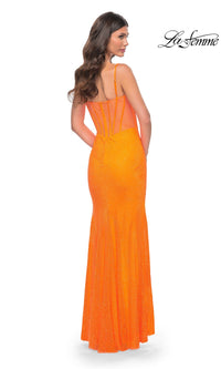 La Femme Bright Orange Long Prom Dress 32427