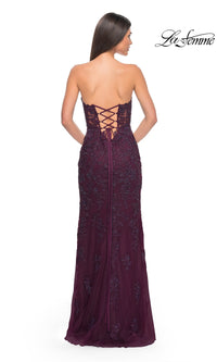 La Femme Beaded-Lace Long Prom Dress 32437