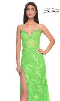 La Femme Bright Long Lace Prom Dress 32441