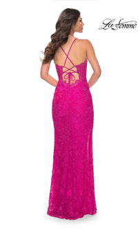 La Femme Bright Long Lace Prom Dress 32441