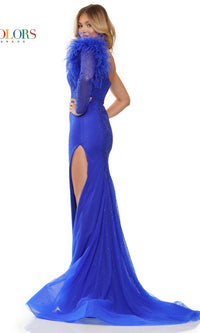 Feather Long Beaded Prom Dress: Colors Dress 3251