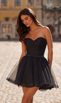 La Femme Short Babydoll Tulle Homecoming Dress 32629