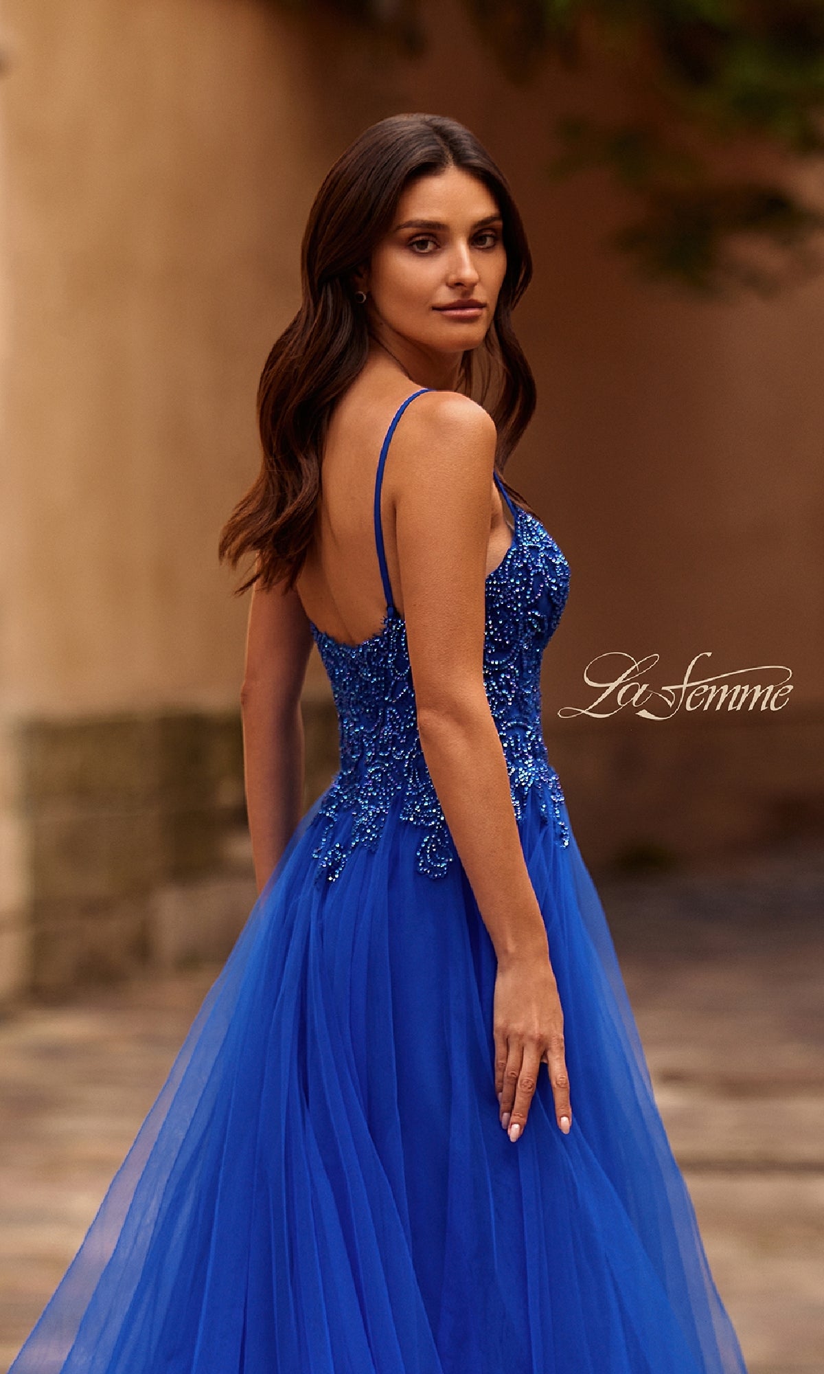 Long Prom Ball Gown with Pockets: La Femme 32646