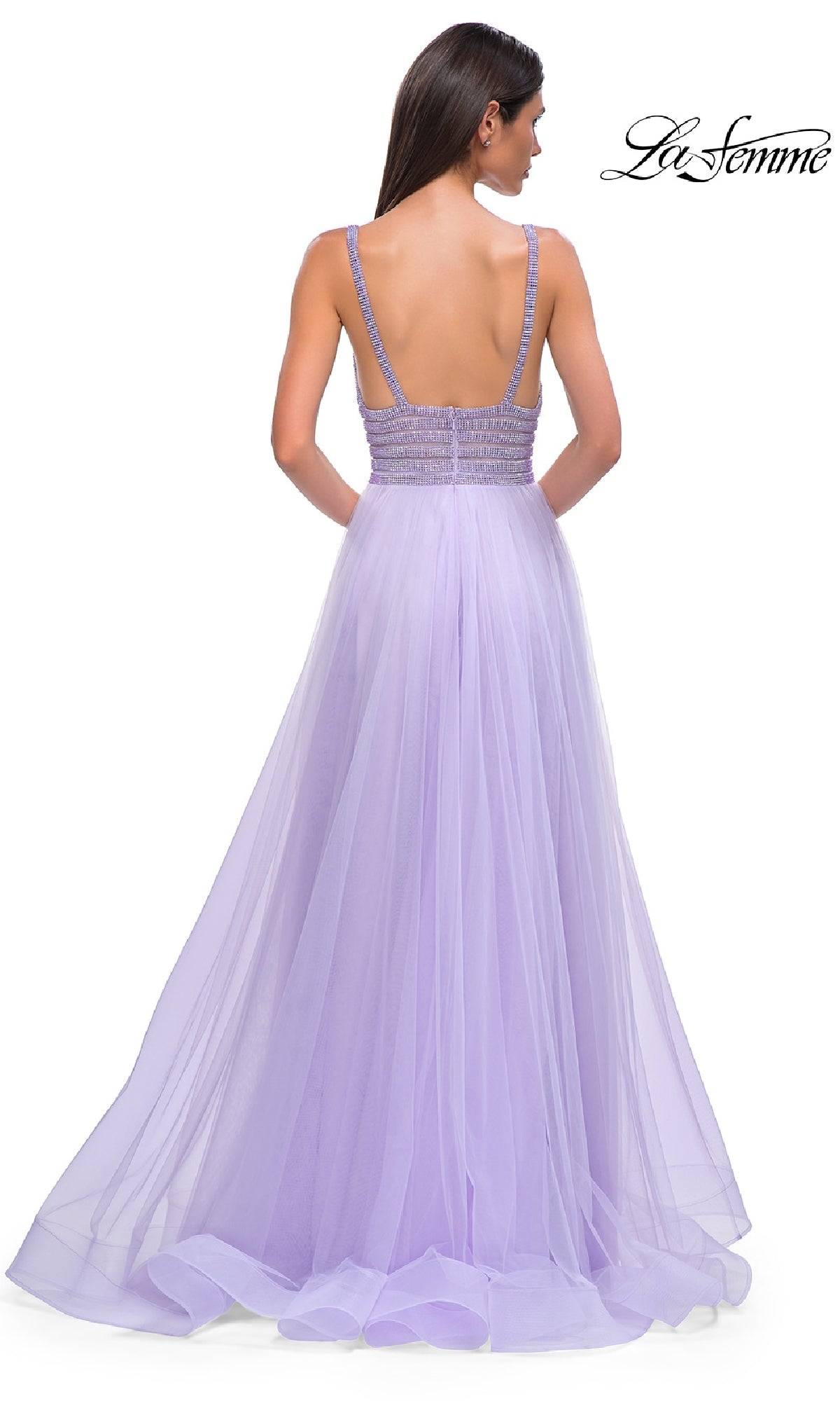 Rhinestone-Bodice Prom Ball Gown: La Femme 32714