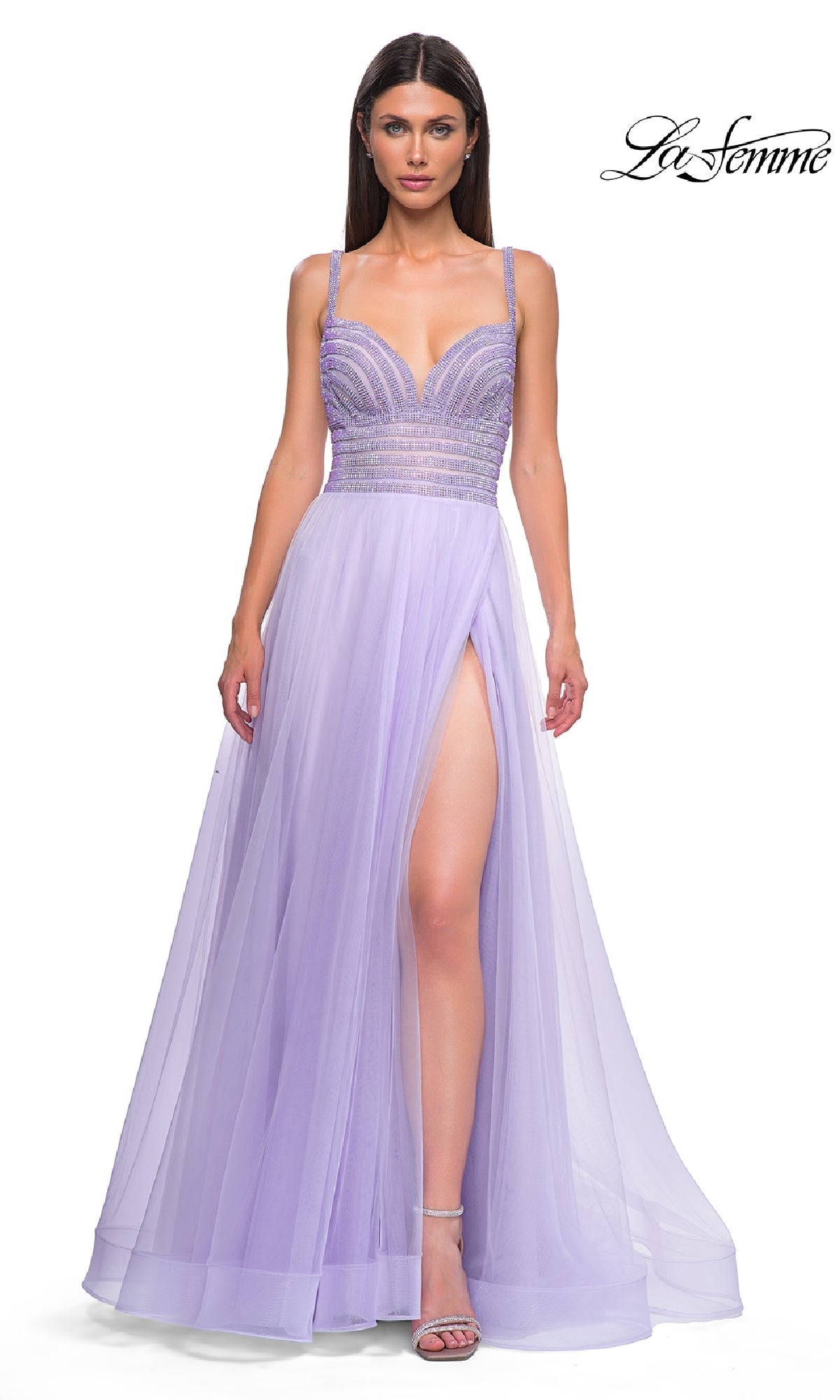 Rhinestone-Bodice Prom Ball Gown: La Femme 32714