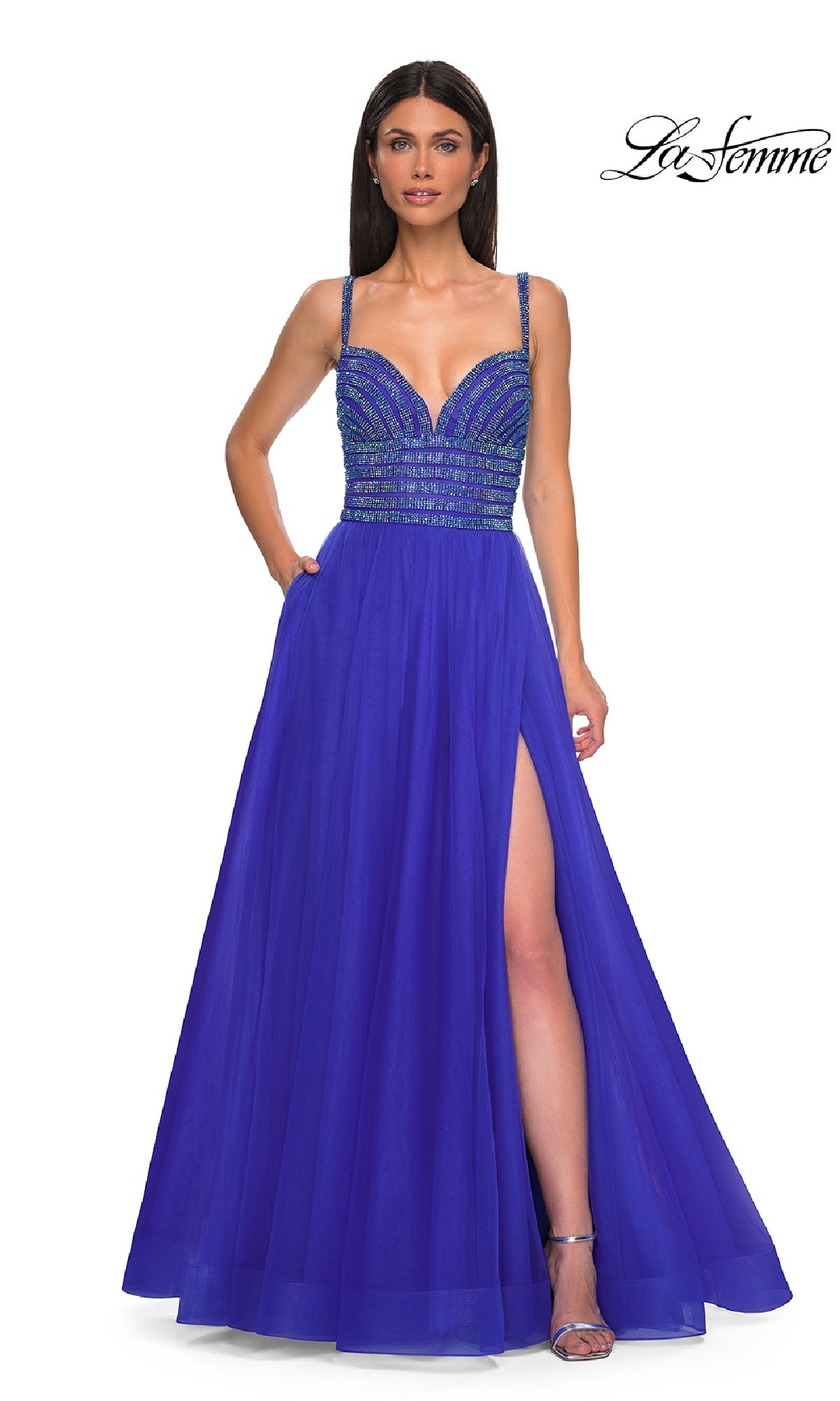 Rhinestone-Bodice Prom Ball Gown: La Femme 32714