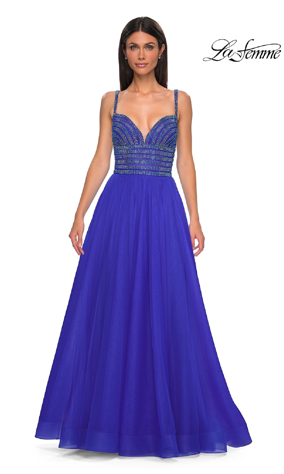 Rhinestone-Bodice Prom Ball Gown: La Femme 32714