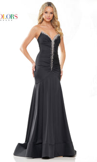 Rhinestone-Trim Strapless Long Prom Dress 3276