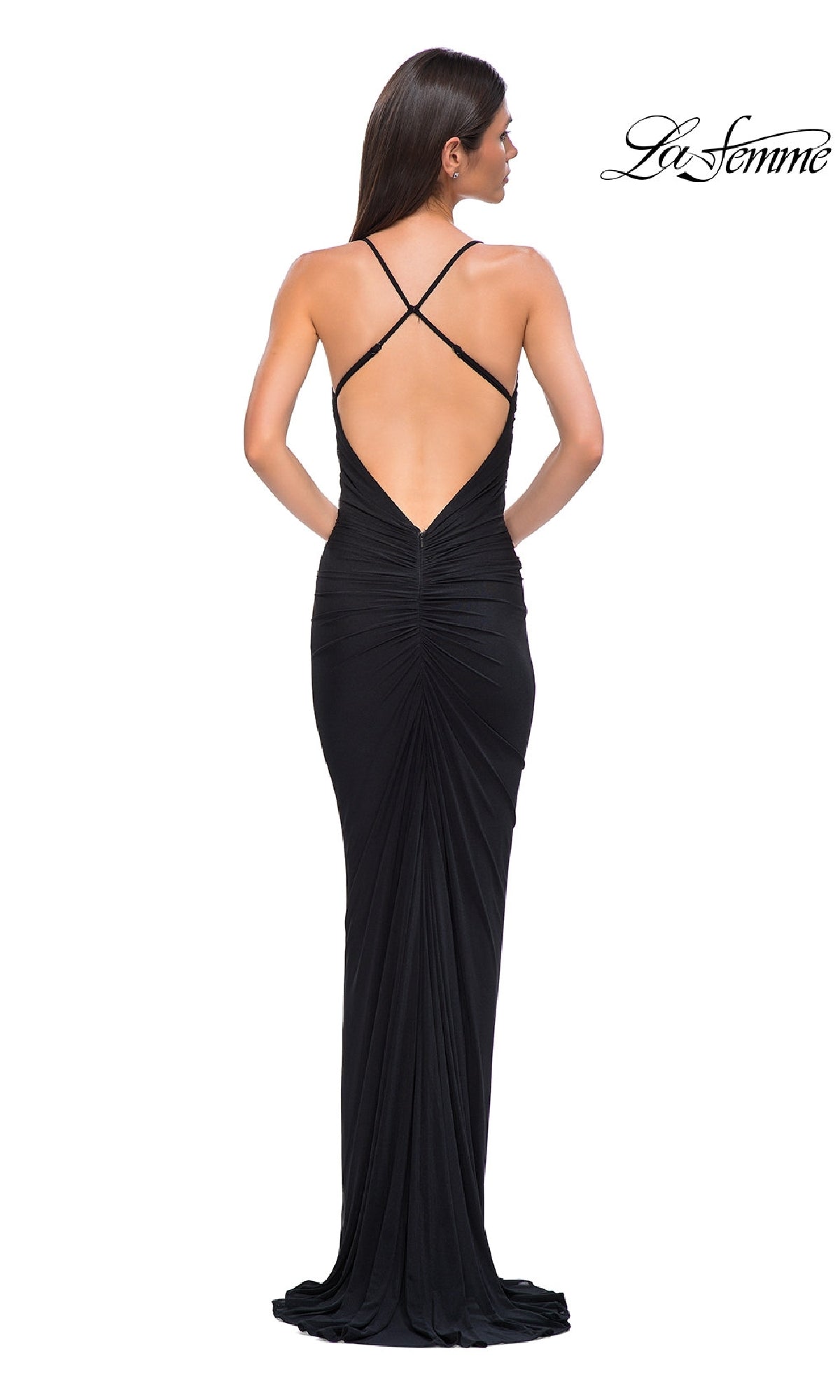 Deep V-Back Long Prom Dress: La Femme 32834