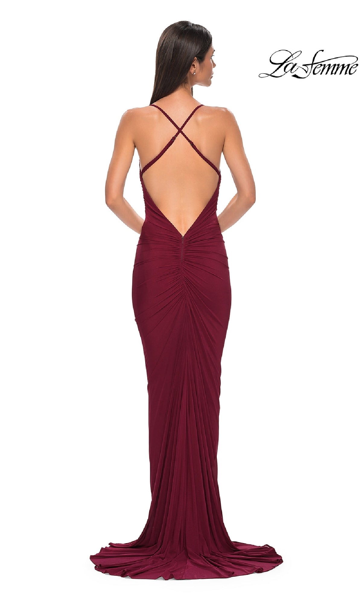 Deep V-Back Long Prom Dress: La Femme 32834