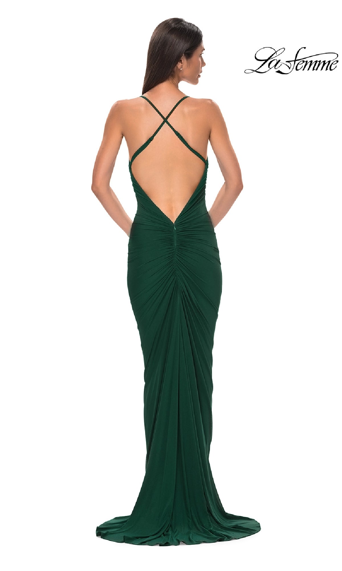 Deep V-Back Long Prom Dress: La Femme 32834