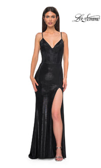 Metallic Long Prom Dress: La Femme 32877