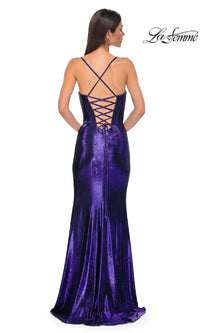 Metallic Long Prom Dress: La Femme 32877