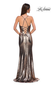 Metallic Long Prom Dress: La Femme 32877