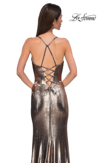 Metallic Long Prom Dress: La Femme 32877