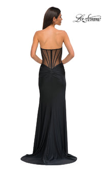 Sheer-Waist Long Corset Prom Dress: La Femme 32912