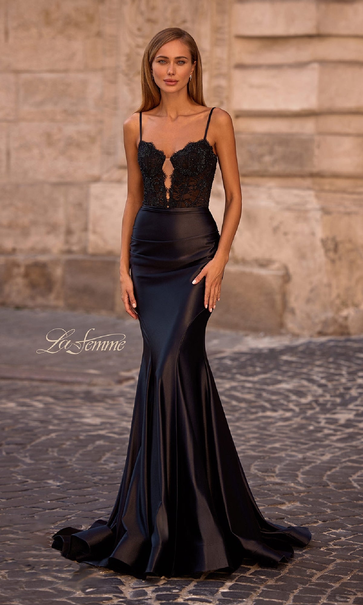 Black Mermaid Prom Dress: La Femme 32916