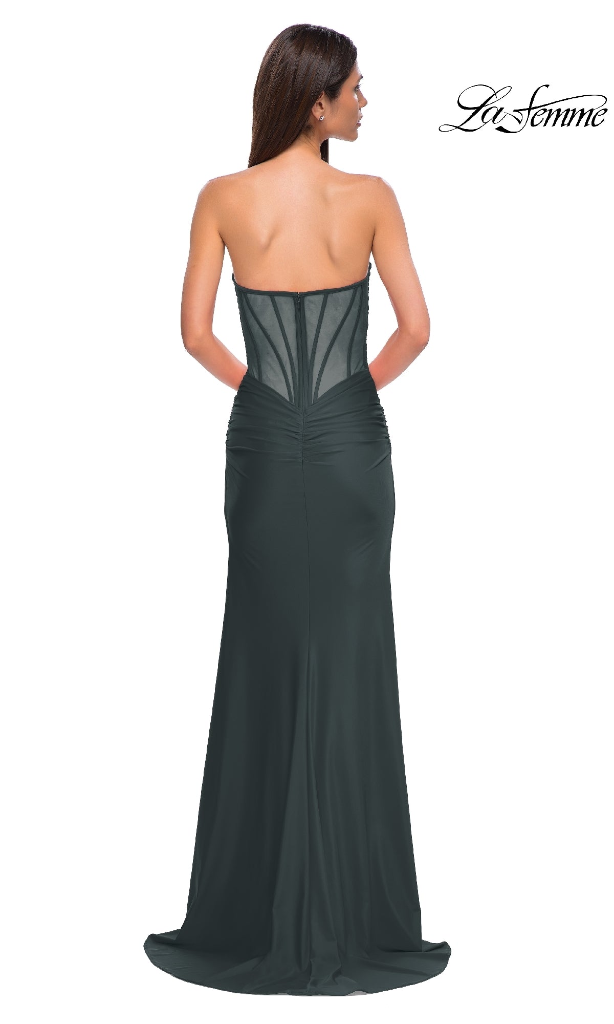 Sheer-Back Long Prom Dress: La Femme 32923