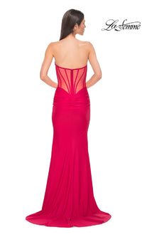 Strapless Deep V-Neck Prom Gown: La Femme 32941