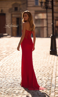 Strapless Deep V-Neck Prom Gown: La Femme 32941