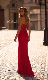 Strapless Deep V-Neck Prom Gown: La Femme 32941