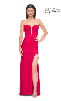 Strapless Deep V-Neck Prom Gown: La Femme 32941