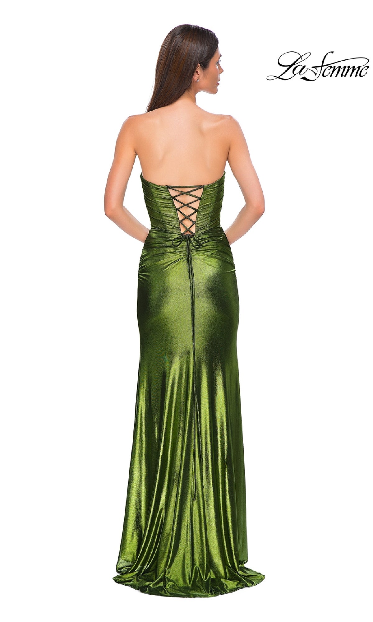 Strapless Long Metallic Prom Dress: La Femme 32946