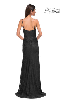 Sheer-Waist Long Beaded Prom Dress: La Femme 32947