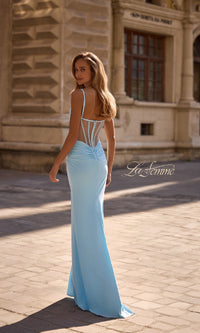 Long Jersey Corset Prom Dress: La Femme 32962