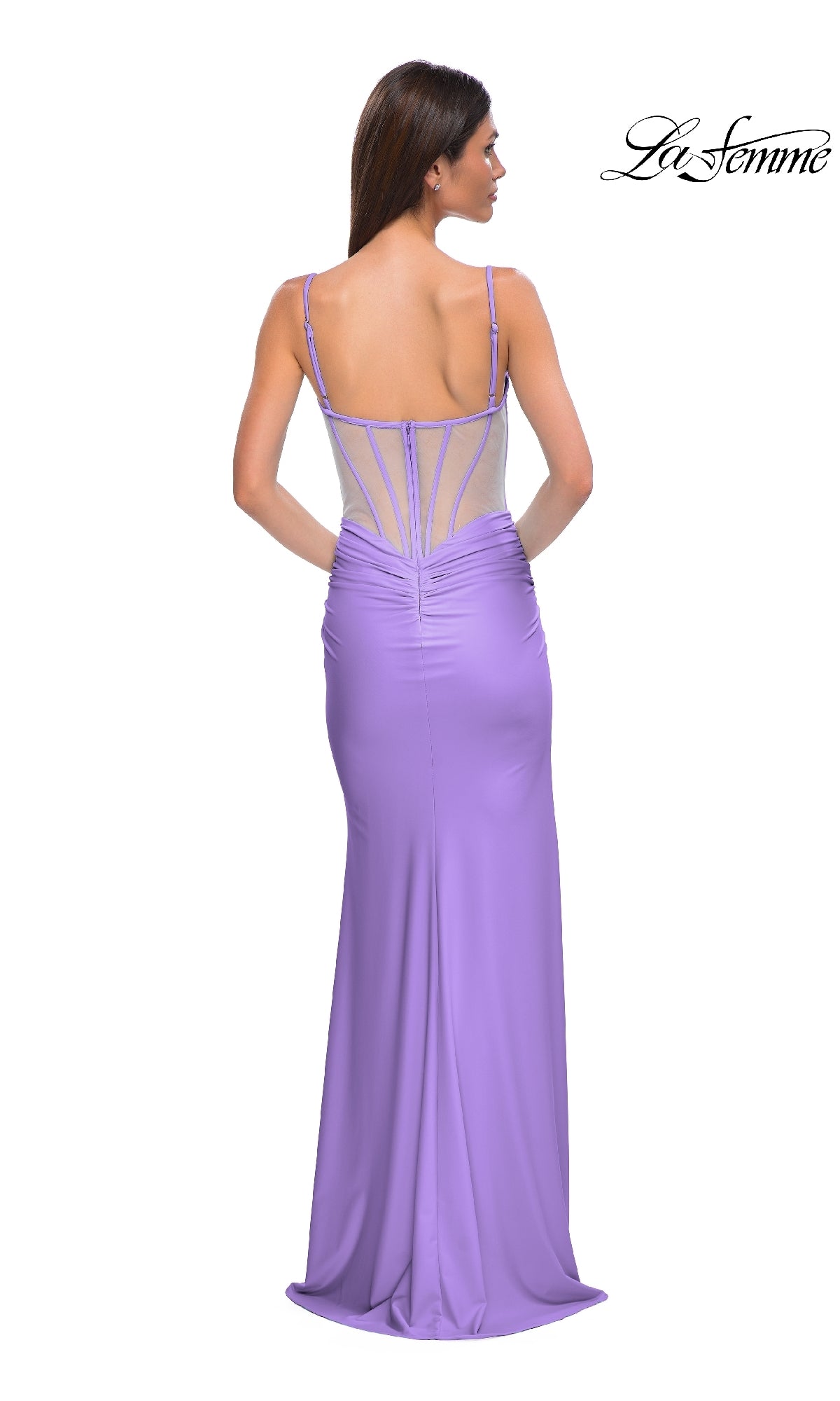 Long Jersey Corset Prom Dress: La Femme 32962