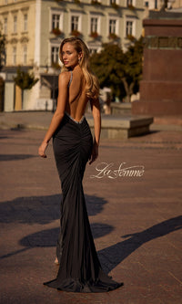 Backless Ruched Long Prom Dress: La Femme 32970