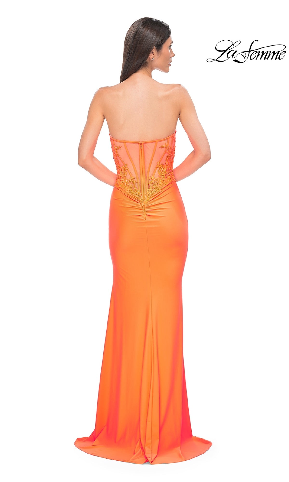 Beaded-Bodice Long Prom Dress: La Femme 32981