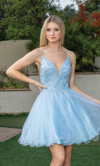 Short Babydoll Homecoming Dress with Beading