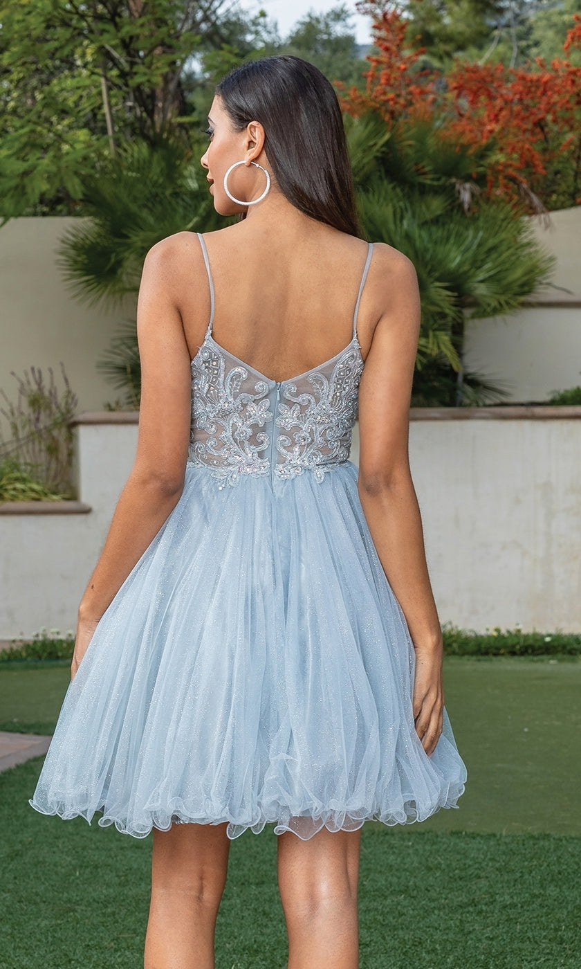 Short Babydoll Homecoming Dress with Beading