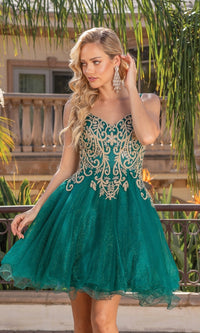 Gold-Embroidered Short Homecoming Dress 3330