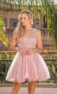 Glitter-Tulle Short A-Line Homecoming Dress 3336