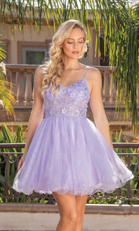 Glitter-Tulle Short A-Line Homecoming Dress 3336