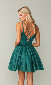 Fit-and-Flare Corset Glitter Homecoming Dress 3342