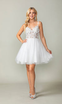 Fit-and-Flare Corset Glitter Homecoming Dress 3342