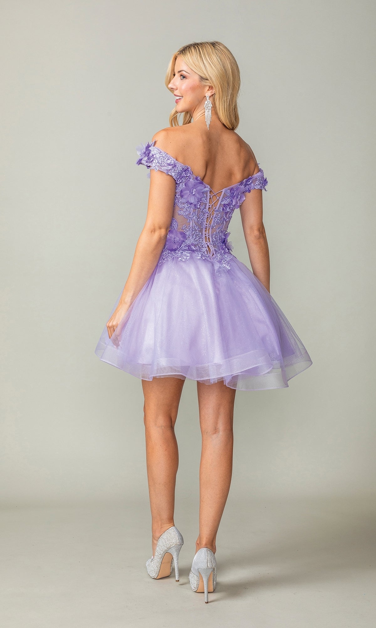 Off-the-Shoulder Short Babydoll Hoco Dress 3344