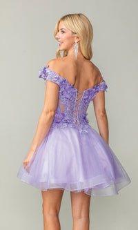 Off-the-Shoulder Short Babydoll Hoco Dress 3344