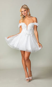 Off-the-Shoulder Short Babydoll Hoco Dress 3344