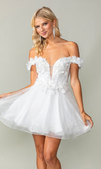 Off-the-Shoulder Short Babydoll Hoco Dress 3344