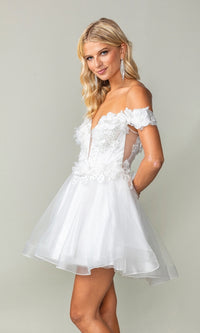 Off-the-Shoulder Short Babydoll Hoco Dress 3344