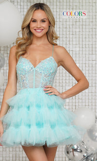 Colors Dress Short Glitter Homecoming Dress 3346